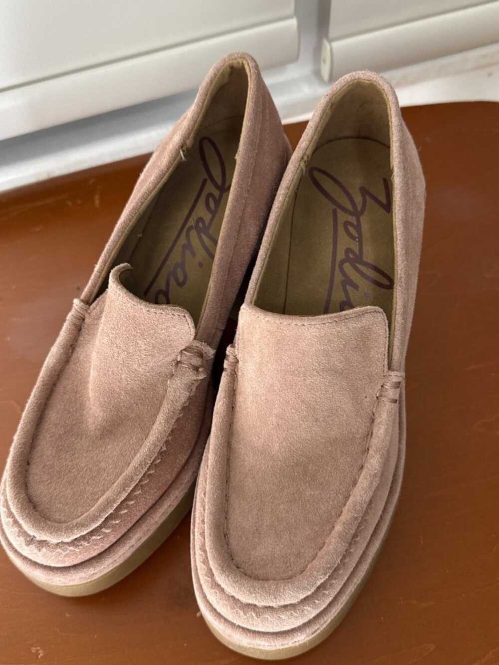 ZODIAC Dorit Slip On Loafer Nougat Pink Suede Leather Size 7 Platform Retro New